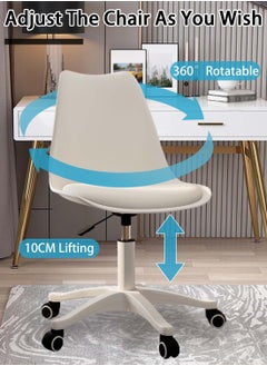 EqiEch Acrylic Chair Ergonomics Modern Office Desk Armless Study Chair Computer Swivel Desk Chair With Waterproof PU Leather PP Seat Cushion With Silent Wheel Adjustable Height  - Image 3
