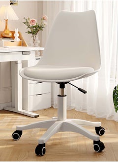 EqiEch Acrylic Chair Ergonomics Modern Office Desk Armless Study Chair Computer Swivel Desk Chair With Waterproof PU Leather PP Seat Cushion With Silent Wheel Adjustable Height  - Image 1