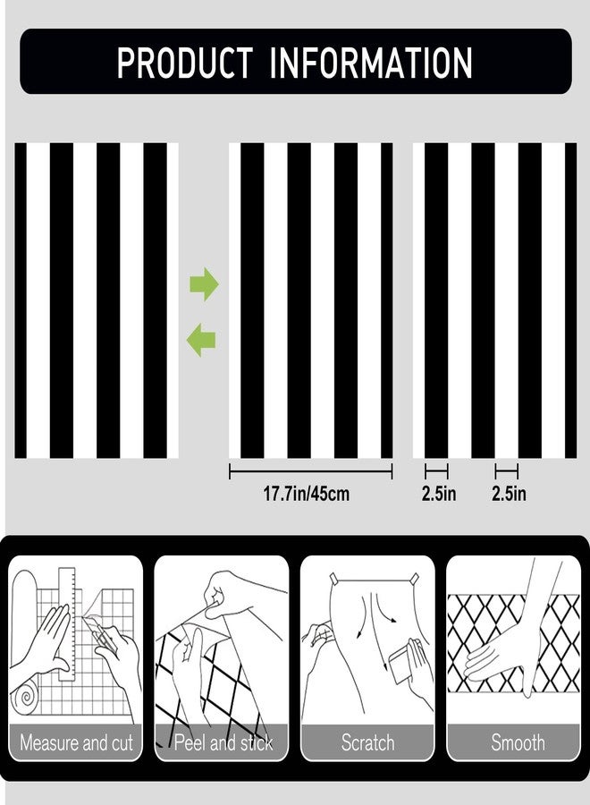 Qianglive 17.3”x120” Black and White Striped Wallpaper Peel and Stick Wallpaper Self-Adhesive Removable Waterproof Wallpaper for Walls Modern Removable Wallpaper Vinyl Film - Image 3