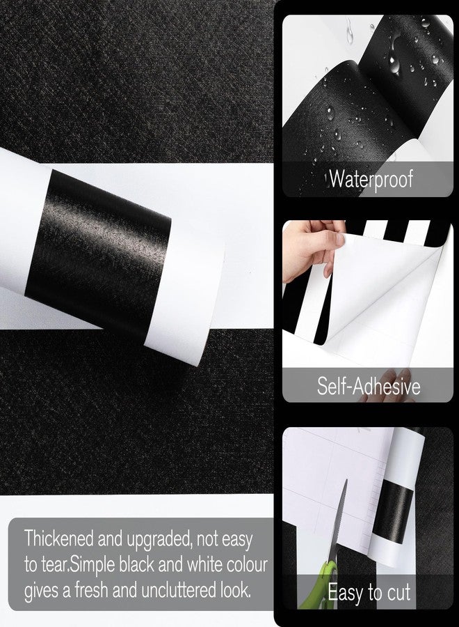 Qianglive 17.3”x120” Black and White Striped Wallpaper Peel and Stick Wallpaper Self-Adhesive Removable Waterproof Wallpaper for Walls Modern Removable Wallpaper Vinyl Film - Image 2