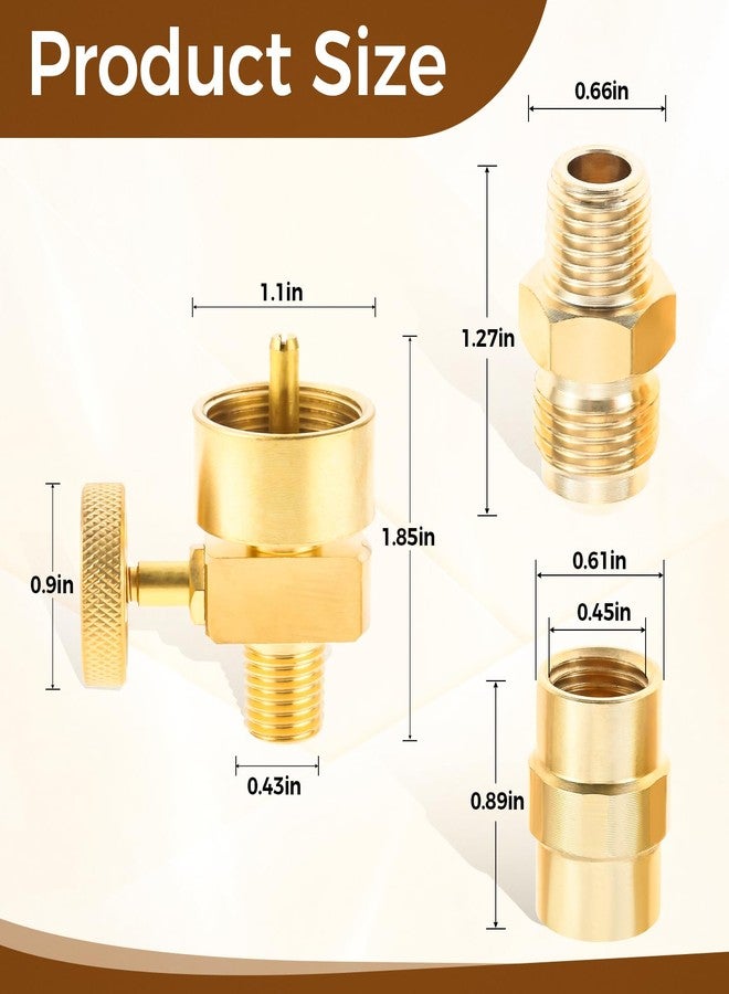 Lemfema 1/4" Male NPT Thread x 1"-20 Female Cylinder Thread Fitting, with 1/4" x 1/4" NPT Coupler, 3/8" Flare x 1/4" NPT Male Pipe Connector for BBQ, Camping, Outdoor Cooking, Solid Brass, 3 Pack - Image 2