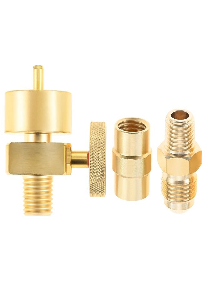 Lemfema 1/4" Male NPT Thread x 1"-20 Female Cylinder Thread Fitting, with 1/4" x 1/4" NPT Coupler, 3/8" Flare x 1/4" NPT Male Pipe Connector for BBQ, Camping, Outdoor Cooking, Solid Brass, 3 Pack - Image 1