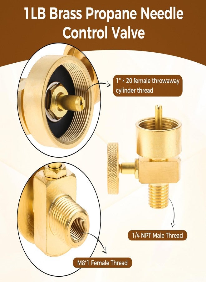 Lemfema 1/4" Male NPT Thread x 1"-20 Female Cylinder Thread Fitting, with 1/4" x 1/4" NPT Coupler, 3/8" Flare x 1/4" NPT Male Pipe Connector for BBQ, Camping, Outdoor Cooking, Solid Brass, 3 Pack - Image 3