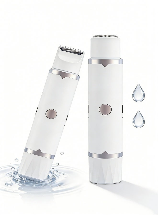 2 In 1 Dual Head Electric Hair Remover for Women, USB-C Rechargeable Portable Lady Shaver, Washable Stainless Steel Blade Facial Bikini Trimmer, Cordless Travel Epilator for Lip, Chin, Underarm, Leg & Full Body Smooth Shaving - Image 1