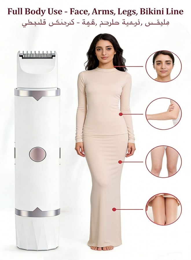2 In 1 Dual Head Electric Hair Remover for Women, USB-C Rechargeable Portable Lady Shaver, Washable Stainless Steel Blade Facial Bikini Trimmer, Cordless Travel Epilator for Lip, Chin, Underarm, Leg & Full Body Smooth Shaving - Image 5