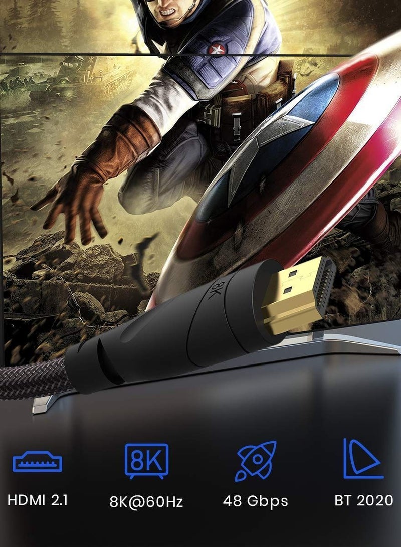 Y&D 8k HDMI Cable, Ultra HD High Speed Cable @60Hz 7680P Dolby Vision HDCP 2.2 HDR10+ 4:4:4 HDR eARC Compatible with PS5, PS4, Xbox Series X, QLED TV, UHD Blu-Ray, Etc. - Image 3