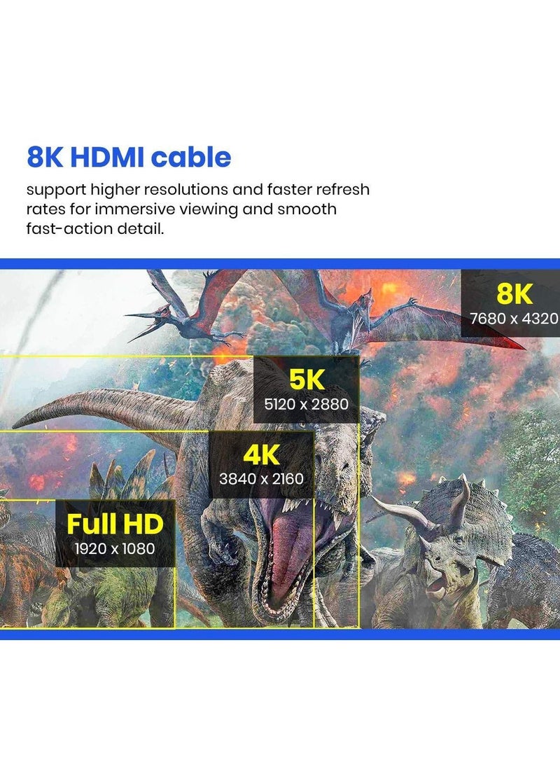 Y&D 8k HDMI Cable, Ultra HD High Speed Cable @60Hz 7680P Dolby Vision HDCP 2.2 HDR10+ 4:4:4 HDR eARC Compatible with PS5, PS4, Xbox Series X, QLED TV, UHD Blu-Ray, Etc. - Image 4