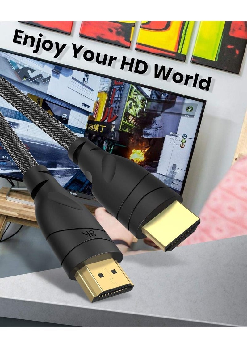 Y&D 8k HDMI Cable, Ultra HD High Speed Cable @60Hz 7680P Dolby Vision HDCP 2.2 HDR10+ 4:4:4 HDR eARC Compatible with PS5, PS4, Xbox Series X, QLED TV, UHD Blu-Ray, Etc. - Image 2