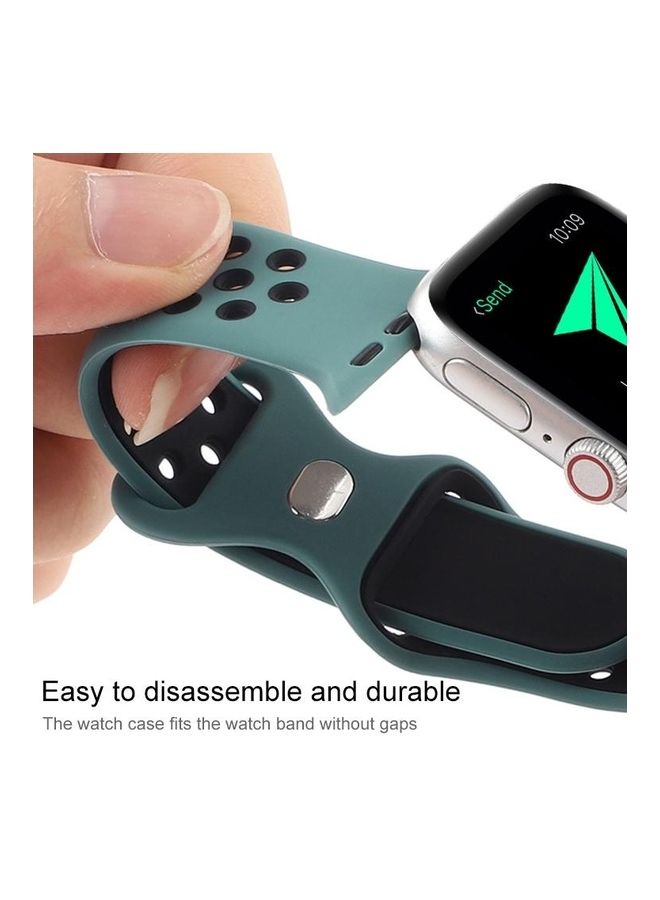 BGM erfly Buckle Dual-Tone Silicone Replacement Watchband For Apple Watch Series 6/SE/5/4 44mm - 3/2/1 42mm Light Blue/Black - Image 4