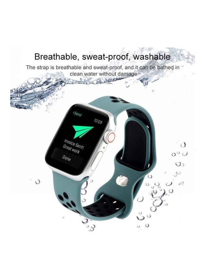 BGM erfly Buckle Dual-Tone Silicone Replacement Watchband For Apple Watch Series 6/SE/5/4 44mm - 3/2/1 42mm Light Blue/Black - Image 5