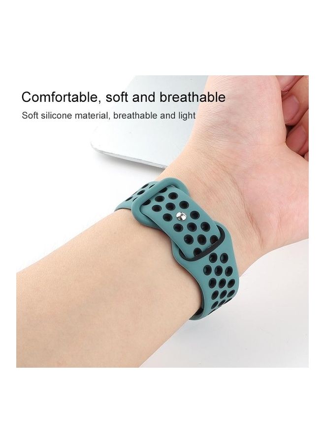 BGM erfly Buckle Dual-Tone Silicone Replacement Watchband For Apple Watch Series 6/SE/5/4 44mm - 3/2/1 42mm Light Blue/Black - Image 2