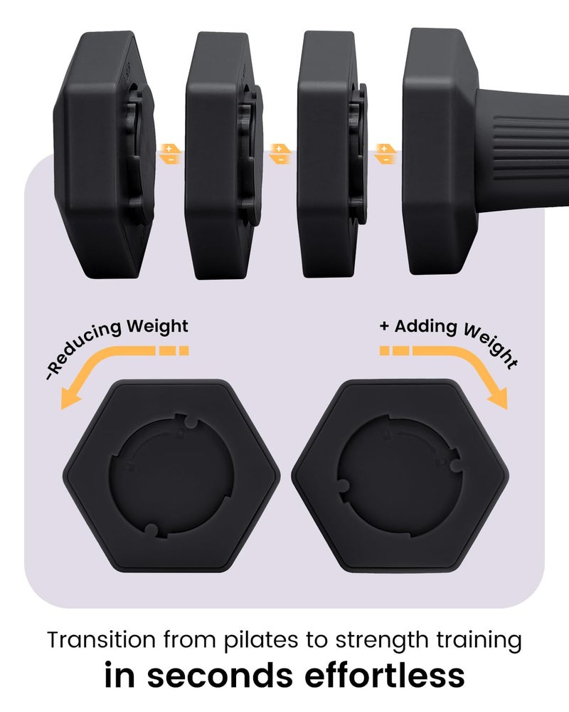 Fragraim Adjustable Dumbbells Set, 4 in 1 Hand Weights Set for Women Men 10 LB Dumbbell Pair Each 2lbs 3lbs 4lbs 5lbs Weights Dumbbells Set with TPU Soft Rubber Handle for Home Gym Exercise Fitness - Black - Image 3