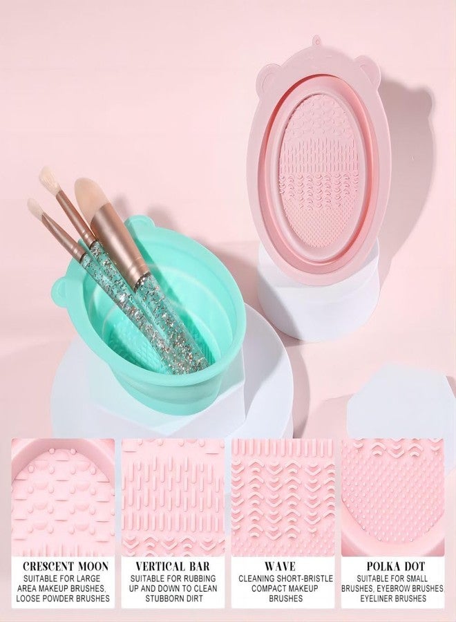 NANIAAY Foldable Silicone Makeup Brush Cleaner Mat Or Bowl,Makeup Brush Cleaning Mat, Portable Cleaning Tool For Brushes, Powder Puffs, And Sponges - Image 4