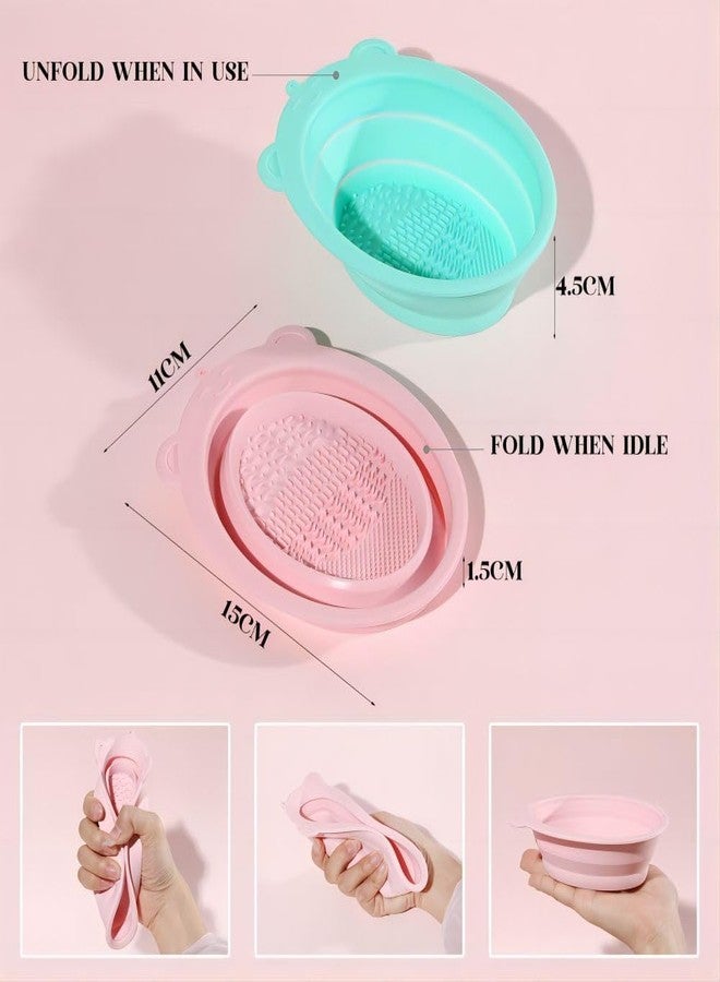 NANIAAY Foldable Silicone Makeup Brush Cleaner Mat Or Bowl,Makeup Brush Cleaning Mat, Portable Cleaning Tool For Brushes, Powder Puffs, And Sponges - Image 3