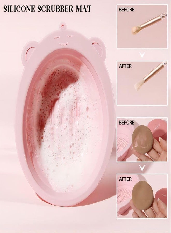NANIAAY Foldable Silicone Makeup Brush Cleaner Mat Or Bowl,Makeup Brush Cleaning Mat, Portable Cleaning Tool For Brushes, Powder Puffs, And Sponges - Image 2