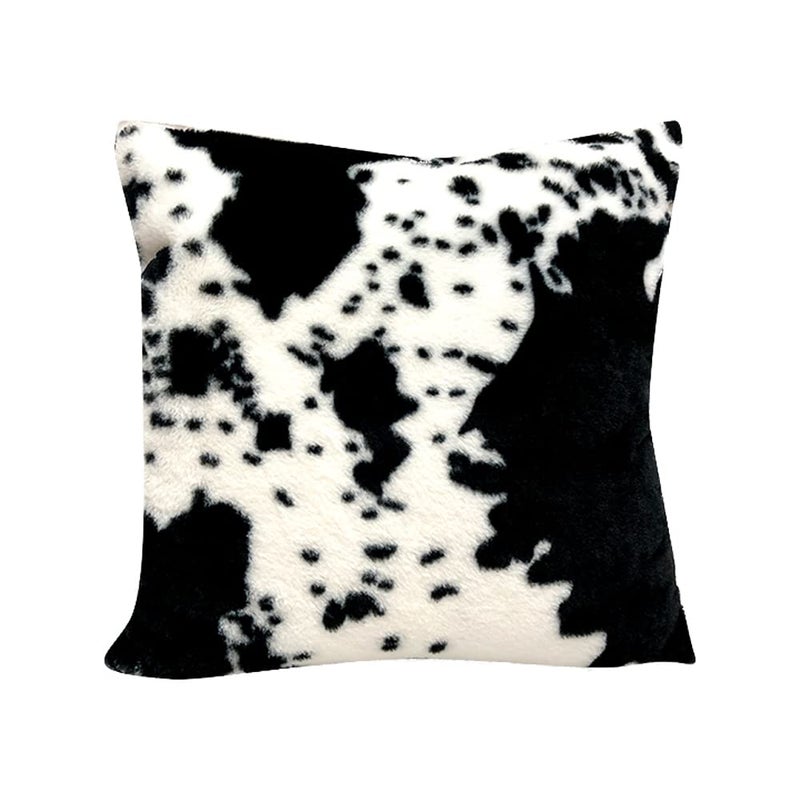 TOMWISH Decorative Throw Pillow Covers 18x18 Pack of 2 Soft Cozy Fleece Flurry Throw Pillow Covers for Couch Bed Sofa Farmhouse Animal Skin Black White Printed Both Sides Square - Image 2