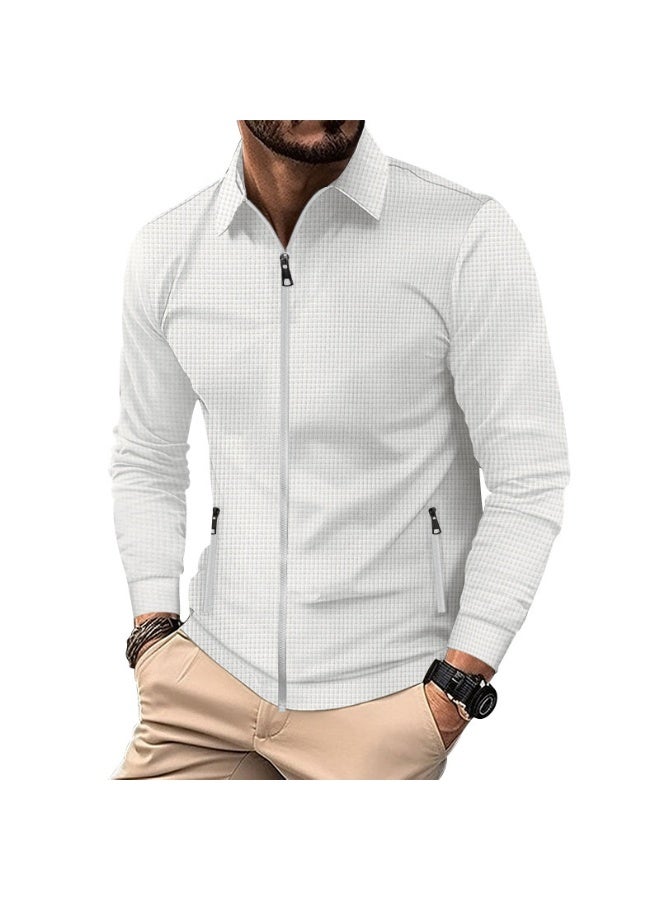 Men's Zipper Long Sleeve Collared Jacket Casual Autumn Outerwear Thin Summer Suitable for Men  - Image 2