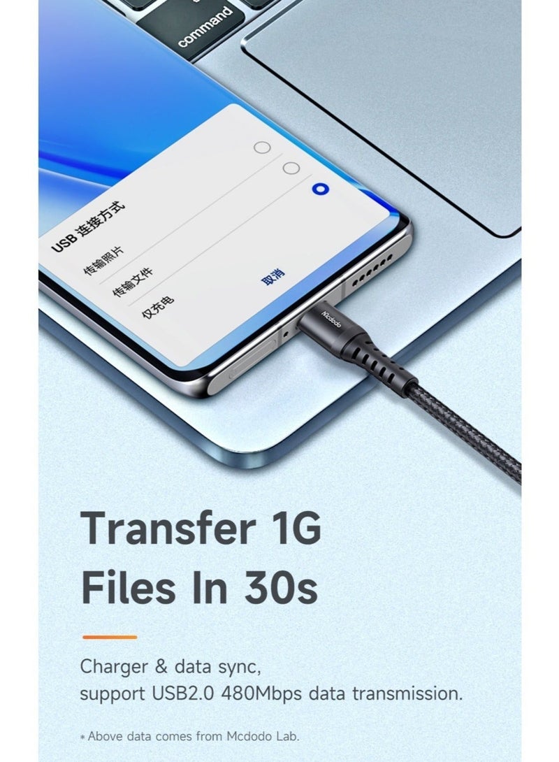 مكدودو كابل تايب سي للشحن السريع 1 متر من ماكدودو – كابل USB إلى USB-C لنقل البيانات والشحن لهواتف أندرويد وسامسونج والأجهزة المتوافقة – أسود - Image 5