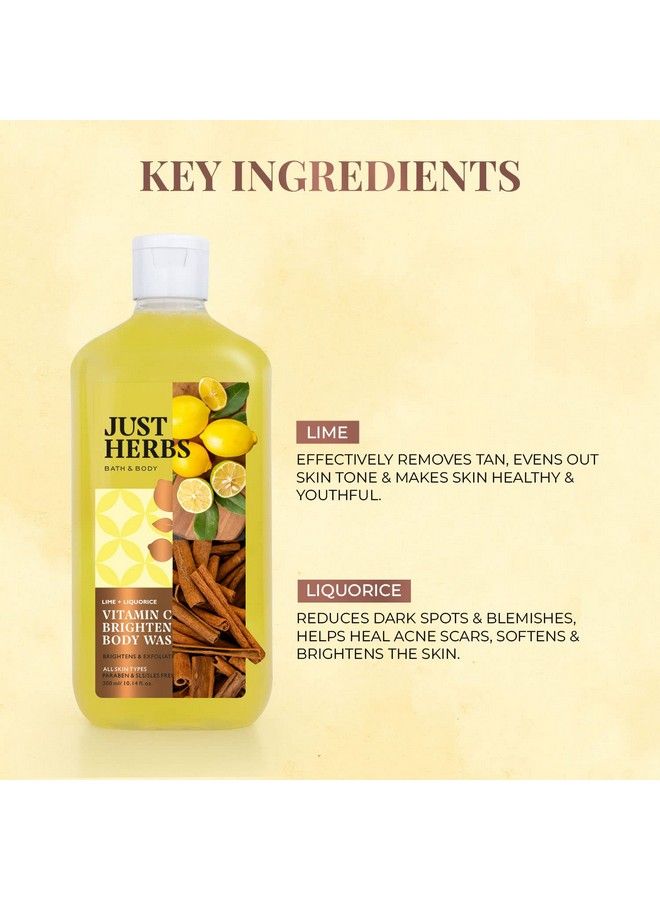 Just Herbs غسول الجسم المنعش بفيتامين C مع الليمون وعرق السوس للرجال والنساء 300 مل - Image 5