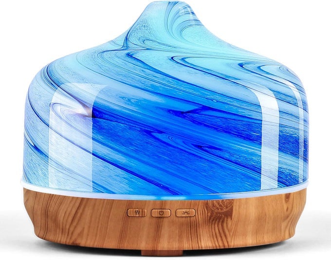 500ML GLASS ESSENTIAL OIL DIFFUSER AROMATHERAPY ULTRASONIC COOL MIST HUMIDIFIER 15-21 RUNNING HOURS WATERLESS AUTO-OFF AIR DIFFUSERS FOR SLEEPING,YOGA,OFFICE WORKING,SPA AND REST (INK)