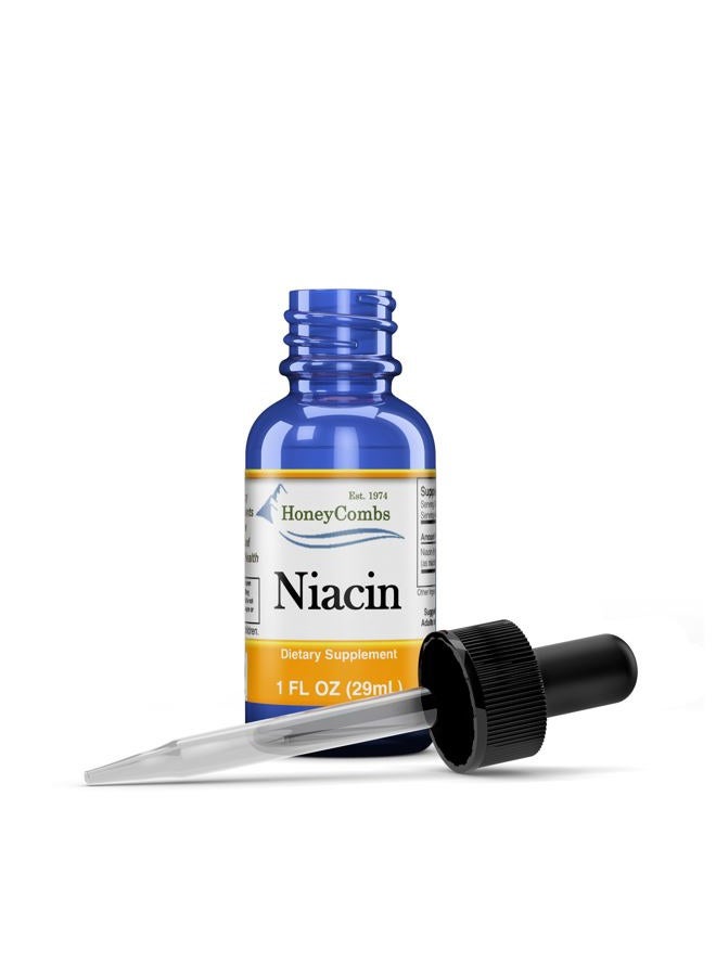 HoneyCombs Vitamin B3-Niacin 80mg Niacin Equivalent Drops – Vitamin B Liquid Niacin Drops – Alcohol-Free, Non-GMO Niacin Supplement 1oz - Image 1