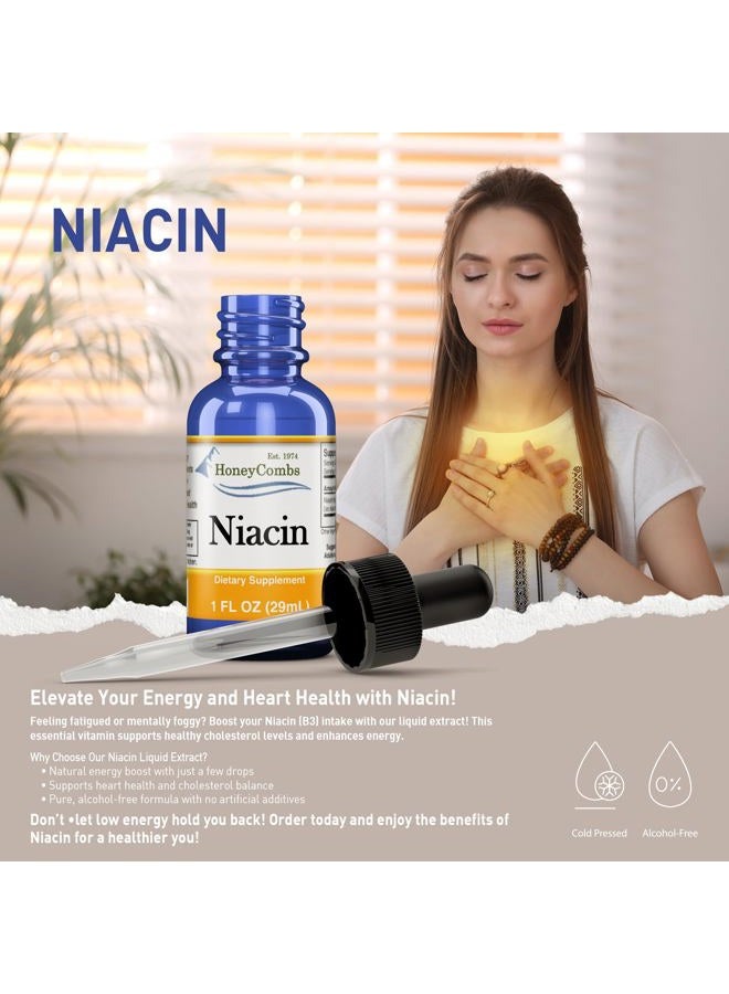 HoneyCombs Vitamin B3-Niacin 80mg Niacin Equivalent Drops – Vitamin B Liquid Niacin Drops – Alcohol-Free, Non-GMO Niacin Supplement 1oz - Image 4