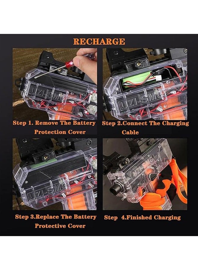 عام بندقية لعبة آلية بميزة الاطلاق المتواصل مع مخزن شفاف، طرف مدور، رصاصة ناعمة ورصاصة لاصقة بشكل هاوية. لعبة رائعة للأطفال الصبية، طولها 20 سم. - Image 3