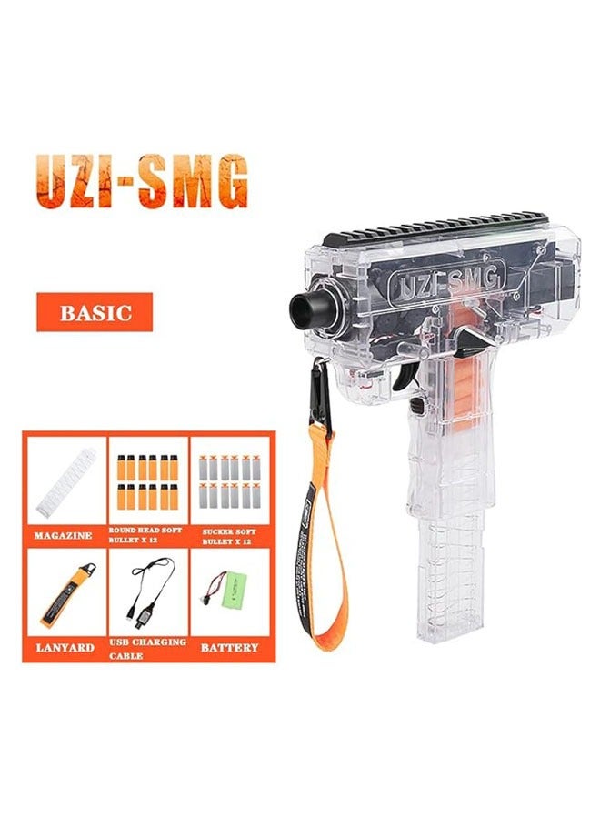 عام بندقية لعبة آلية بميزة الاطلاق المتواصل مع مخزن شفاف، طرف مدور، رصاصة ناعمة ورصاصة لاصقة بشكل هاوية. لعبة رائعة للأطفال الصبية، طولها 20 سم. - Image 2