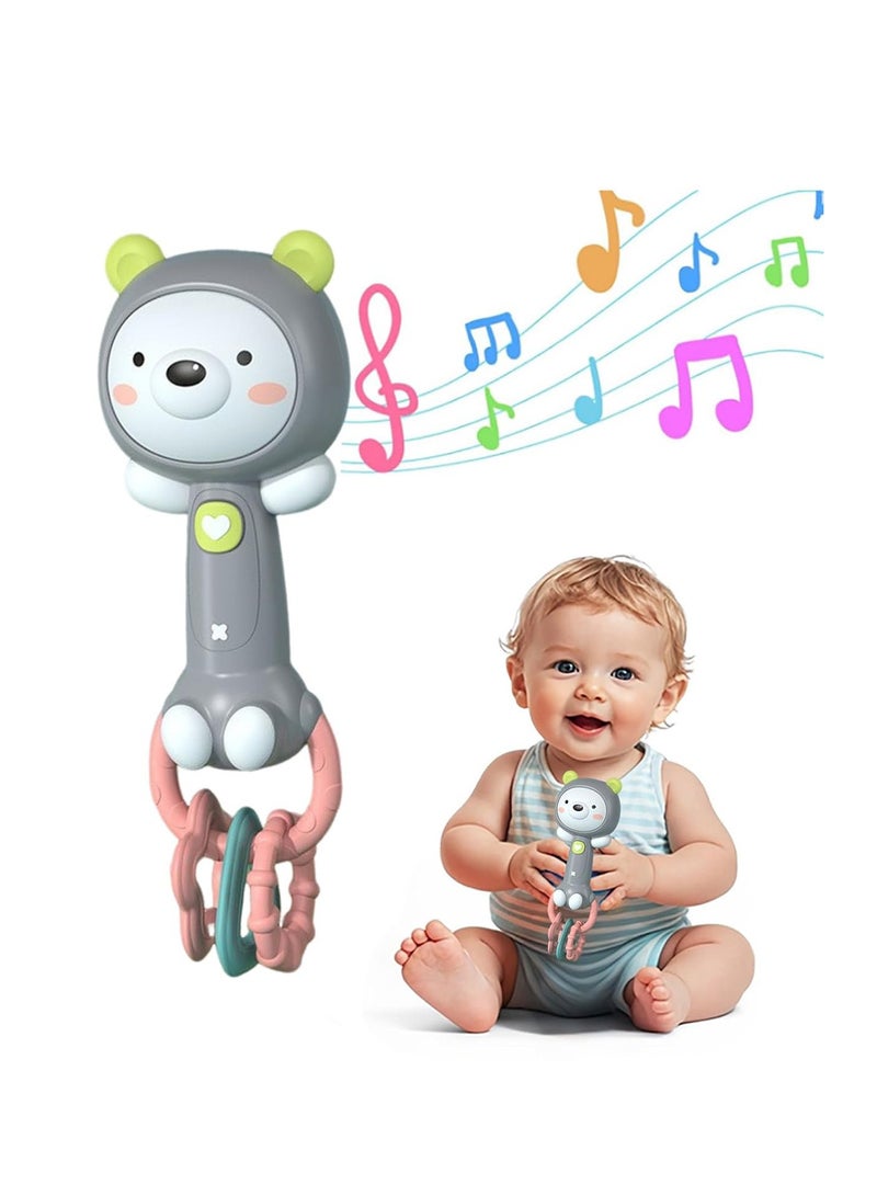 YelaJoy Baby Musical Rattles - Baby Teething Toys with Music and Light, for Toddlers Sensory Chew and Fine Motor Skills Toy Baby Toys for 6 Month+ Babies (Grizzlies) - Image 1