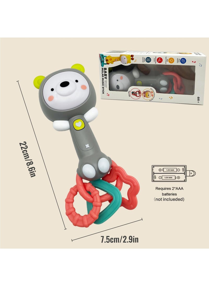 YelaJoy Baby Musical Rattles - Baby Teething Toys with Music and Light, for Toddlers Sensory Chew and Fine Motor Skills Toy Baby Toys for 6 Month+ Babies (Grizzlies) - Image 3
