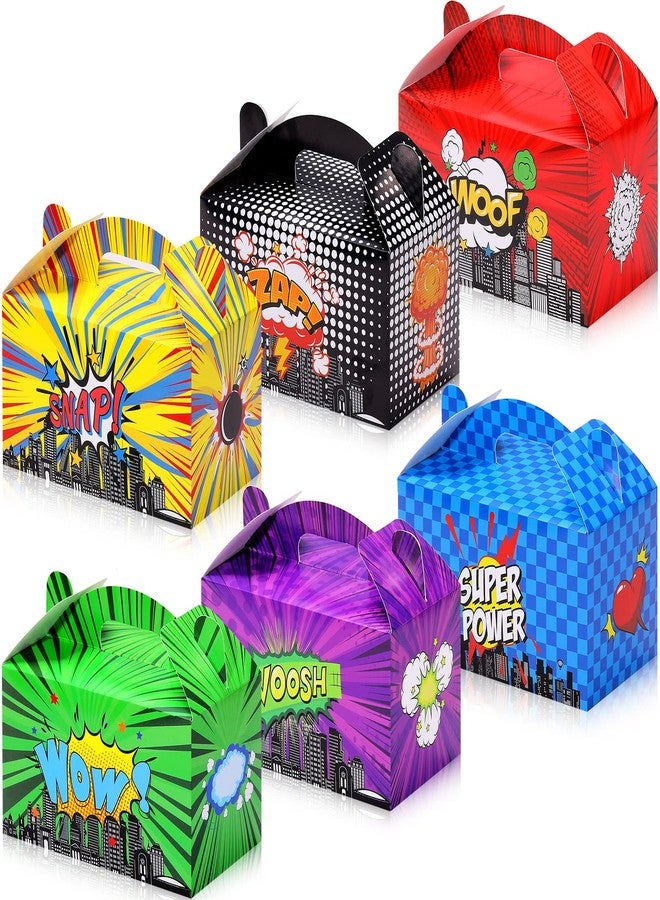 Teling 24 Pcs Hero Party Favor Boxes Treat Boxes Hero Action Sign Box Cartoons Gift Box Cardboard Goodie Snack Candy Bags for Kids Girl Boy Birthday Party Baby Shower Supplies Decorations - Image 1