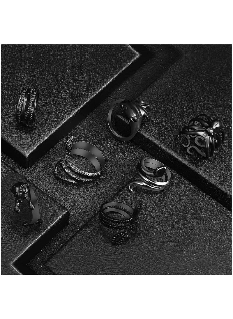 SYOSI - Vintage Knuckle Rings Set, 16 Pcs Stackable Finger Rings Midi Rings for Women and Men, Bohemian Hollow Carved Flowers Gold Silver Rings Crystal Joint Rings, Creative Adjustable Animal Ring - Image 1