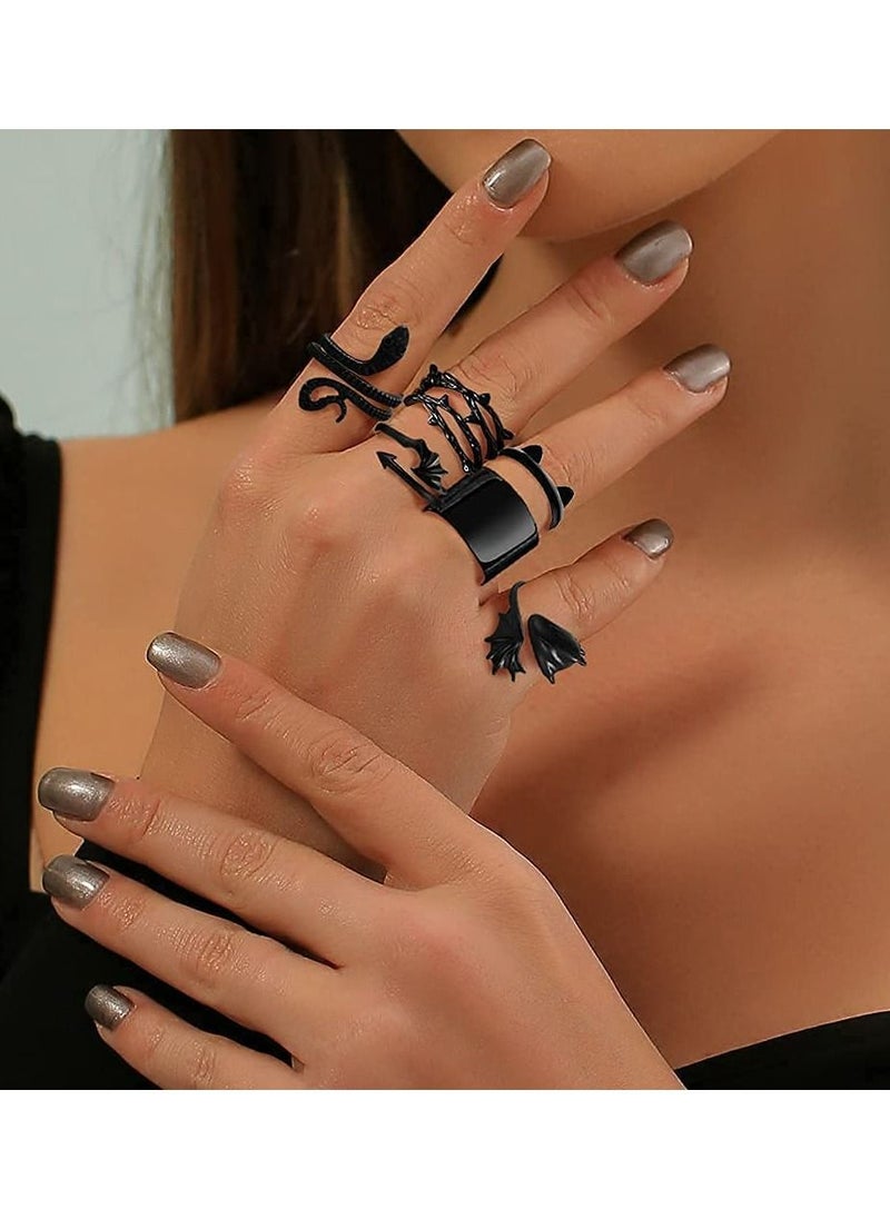 SYOSI - Vintage Knuckle Rings Set, 16 Pcs Stackable Finger Rings Midi Rings for Women and Men, Bohemian Hollow Carved Flowers Gold Silver Rings Crystal Joint Rings, Creative Adjustable Animal Ring - Image 1