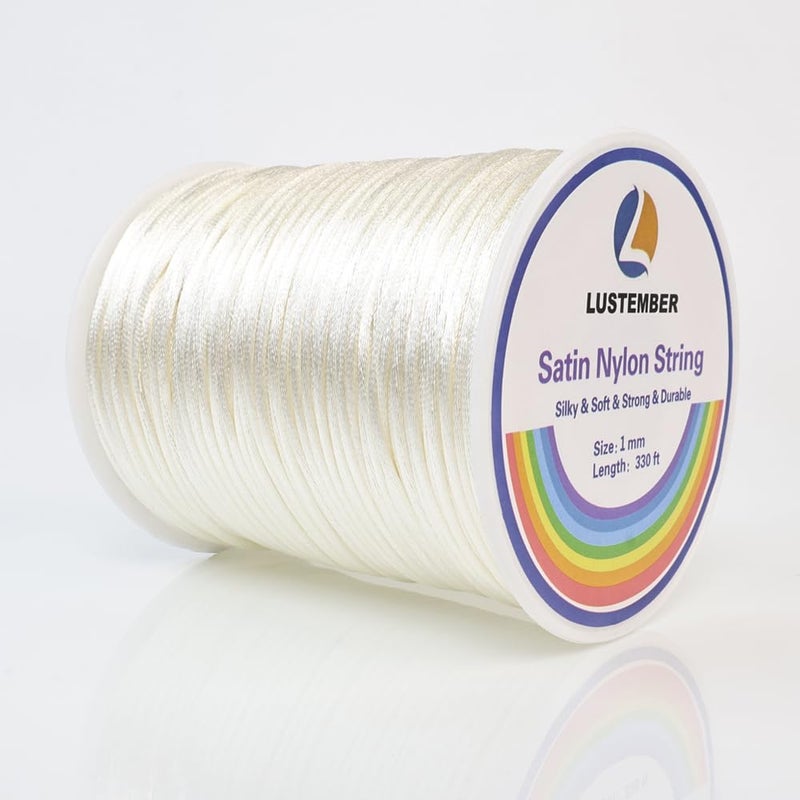 LUSTEMBER 330 Feet Satin Nylon String  1 Mm Silky Smooth Durable Nylon Cord For Jewelry Making  Bracelets  Beading  Necklaces  Macrame  Kumihimo  Rattail  And Chinese Knot Craft - Image 1