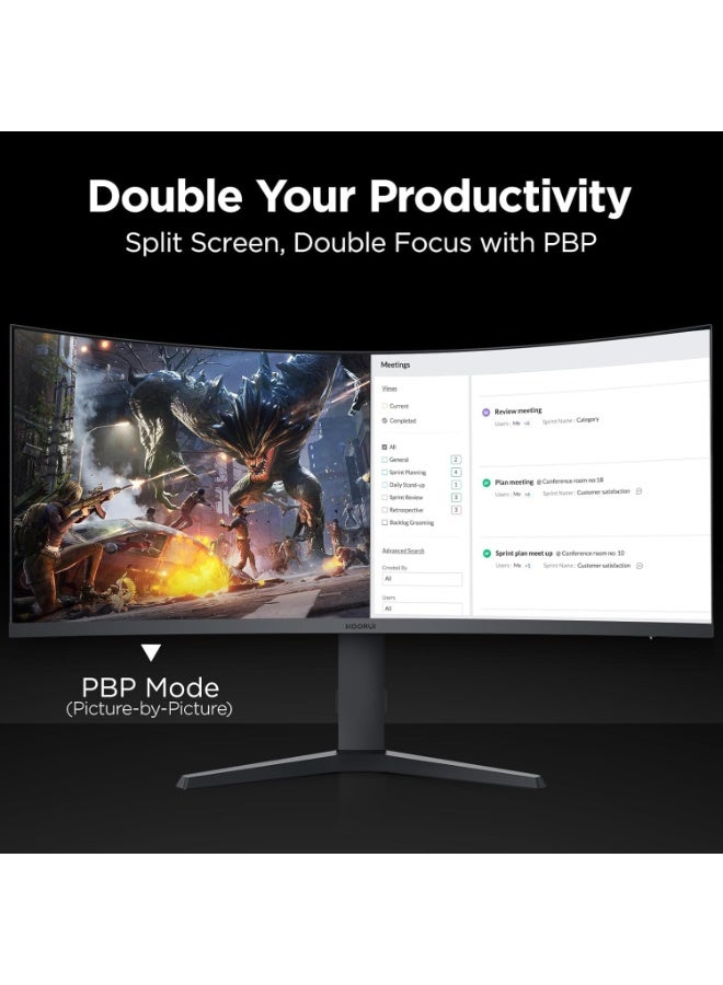 KOORUI 34 Inch UltraWide Curved Gaming Monitor, WQHD 180Hz, HDR400 - Image 2