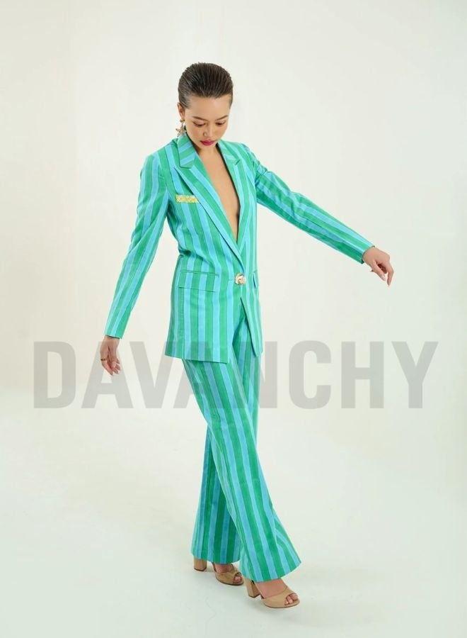 DAVANCHY Women Summer Wear Stylish Hand Block Print Cotton Co-Ord Set Party & Gatherings Wear Striped Design Set Single Breasted Two Piece Set - Image 3