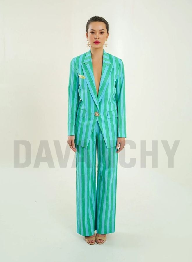 DAVANCHY Women Summer Wear Stylish Hand Block Print Cotton Co-Ord Set Party & Gatherings Wear Striped Design Set Single Breasted Two Piece Set - Image 1