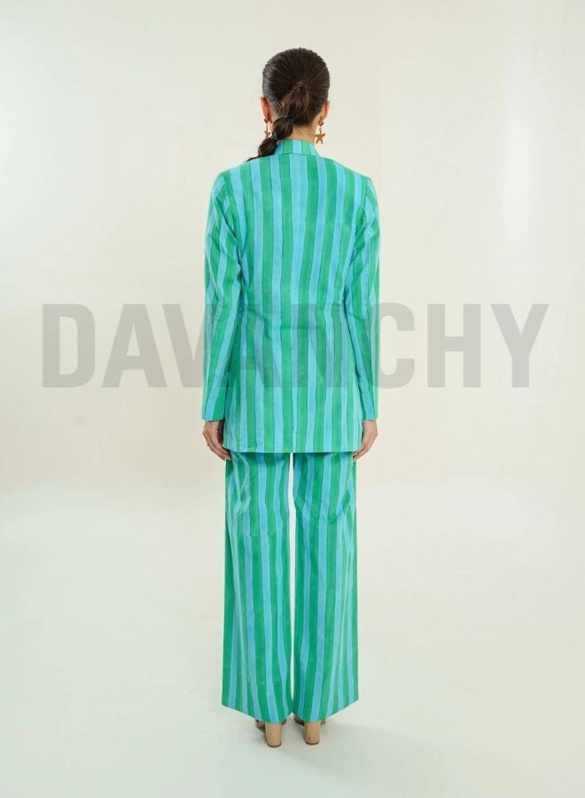 DAVANCHY Women Summer Wear Stylish Hand Block Print Cotton Co-Ord Set Party & Gatherings Wear Striped Design Set Single Breasted Two Piece Set - Image 2