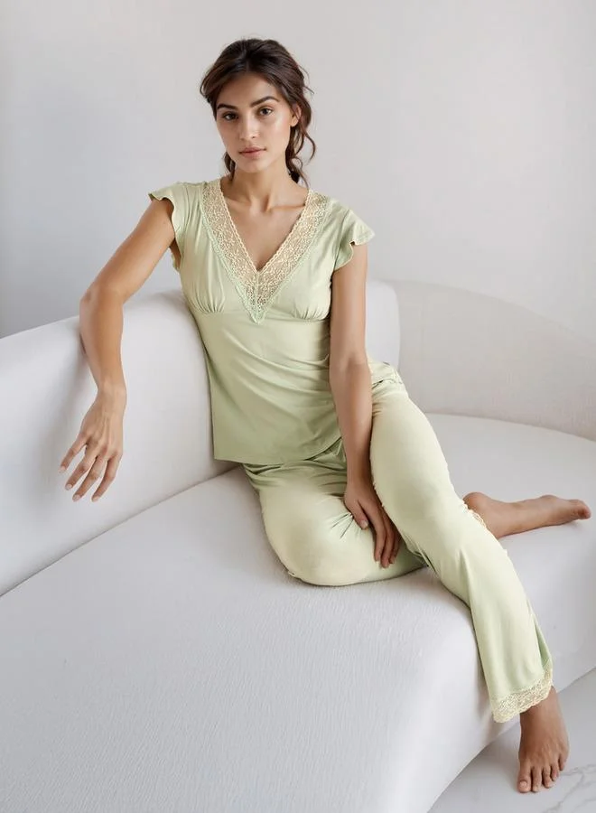 سبلاش فيڤ Pyjama Set Lace Trim Top & Trousers