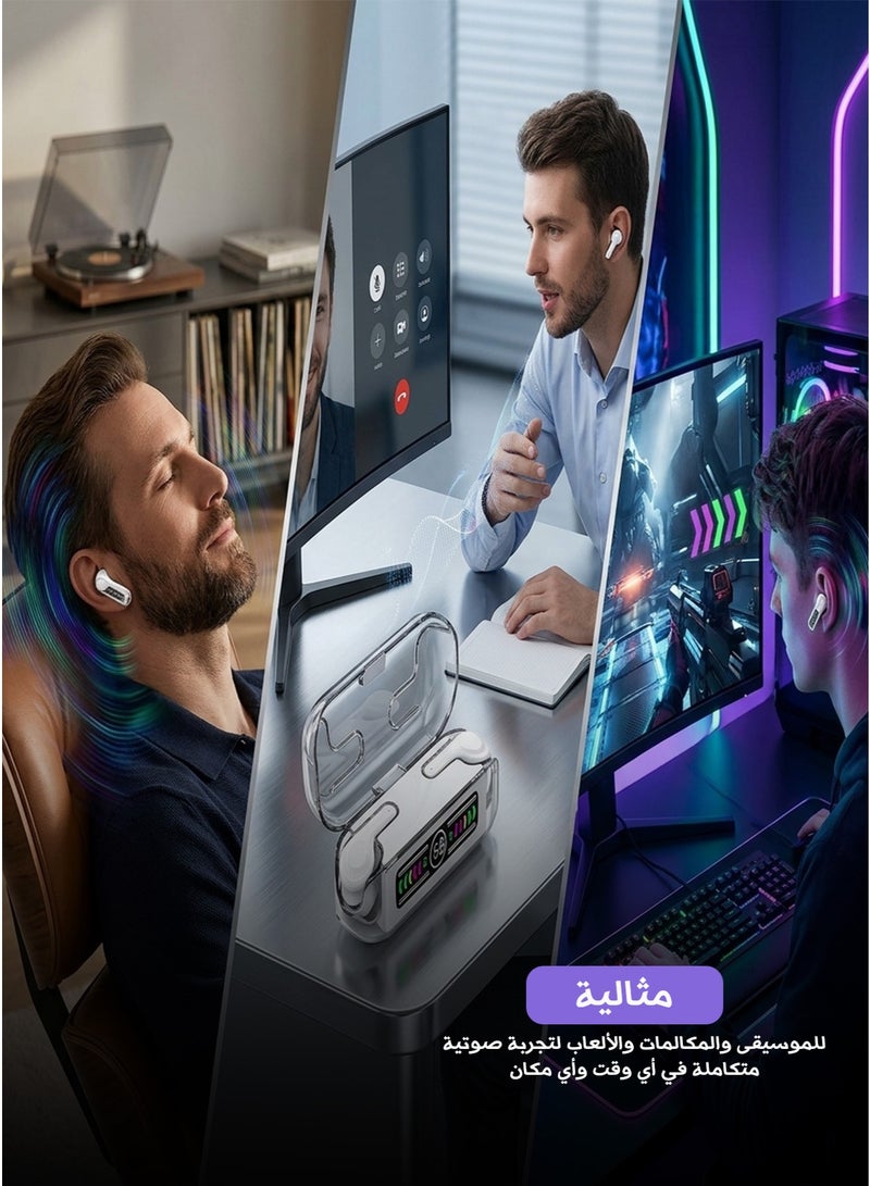 TWS Transparent TWS Wireless Earbuds with LED Power Display – Bluetooth Earphones with Charging Case - Image 1