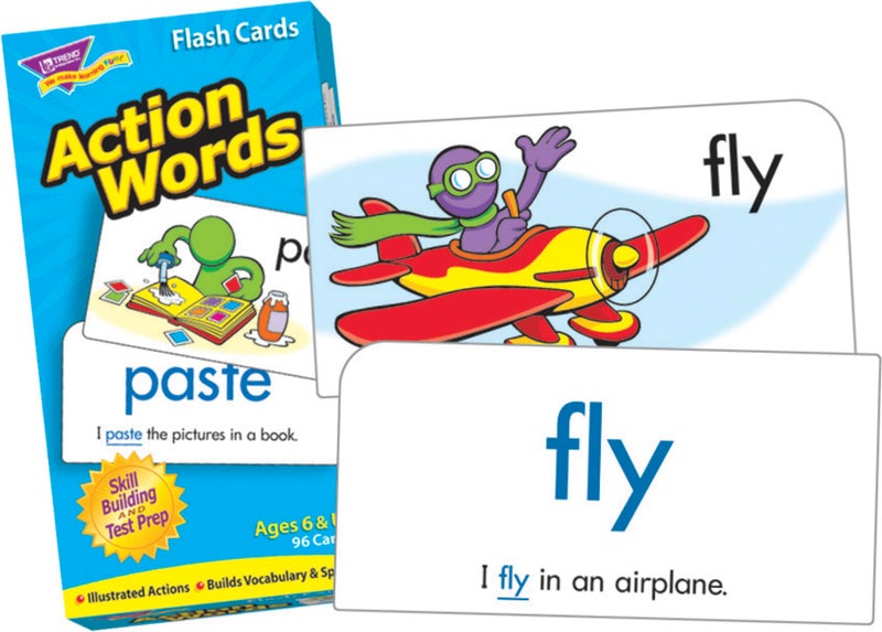 Trend Enterprises: Action Words Skill Drill Flash Cards, Great for Skill Building and Test Prep, Illustrated Actions, Build Vocabulary & Spelling, 96 Cards Included, for Ages 6 and Up - Image 2