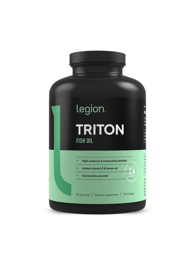 Legion - Athletics Triton Fish Oil Capsules Triple Strength Omega 3 Essential Fatty Acids With Vitamin E  Lemon Oil For Maximum Absorption Freshness  Purity 2400Mg Epa  Dha Per Serving 30 Svgs - Image 1