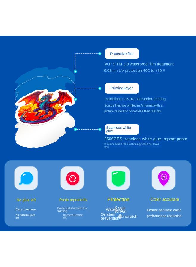 Bluejw 50 Fire Pterosaur Stickers Wings Of Fire Pterosaur Stickers Diy Notebook Graffiti Decorative Stickers - Image 5