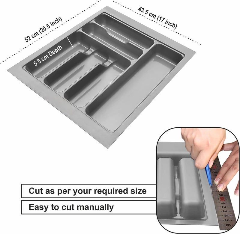 WINGS Plastic Cutlery Tray For Kitchen DrawerCutlery Tray For Modular Kitchen BasketCutlery Tray For 21 inch Long Tandem Basket Drawer 17 x 21 Inch 430 X 530 MM SIZE  - Image 2