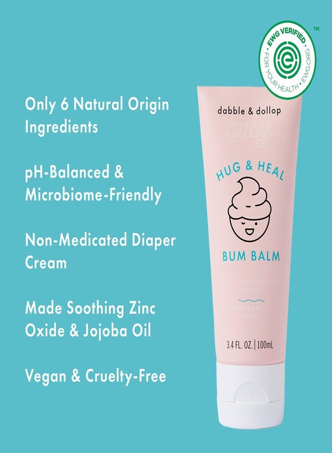 Dabble & Dollop Baby Hug & Heal™ Bum Balm - Fragrance-Free Zinc Oxide Diaper Rash Protection, Gentle Non-Medicated Diaper Cream for Sensitive Baby Skin (2-Pack, 3.4 oz Each) - Image 4