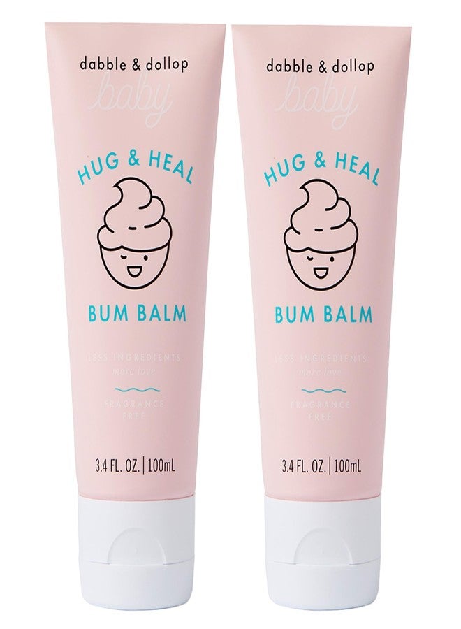 Dabble & Dollop Baby Hug & Heal™ Bum Balm - Fragrance-Free Zinc Oxide Diaper Rash Protection, Gentle Non-Medicated Diaper Cream for Sensitive Baby Skin (2-Pack, 3.4 oz Each) - Image 1