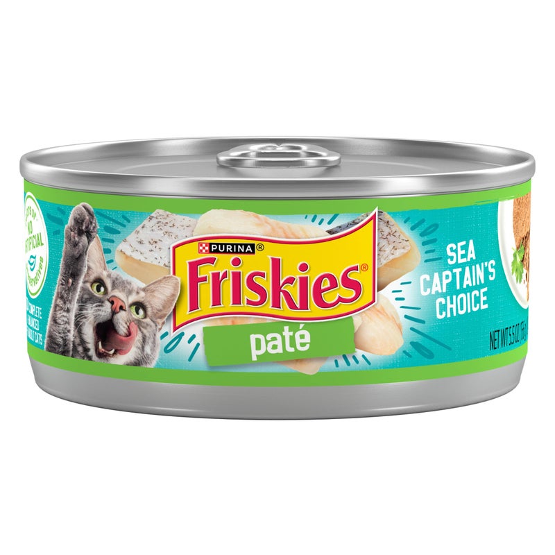 Friskies طعام رطب للقطط من بيورينا فريسكيز باتيه، خيار قائد البحر - (عبوة من 24) علب 5.5 أونصة. - Image 1
