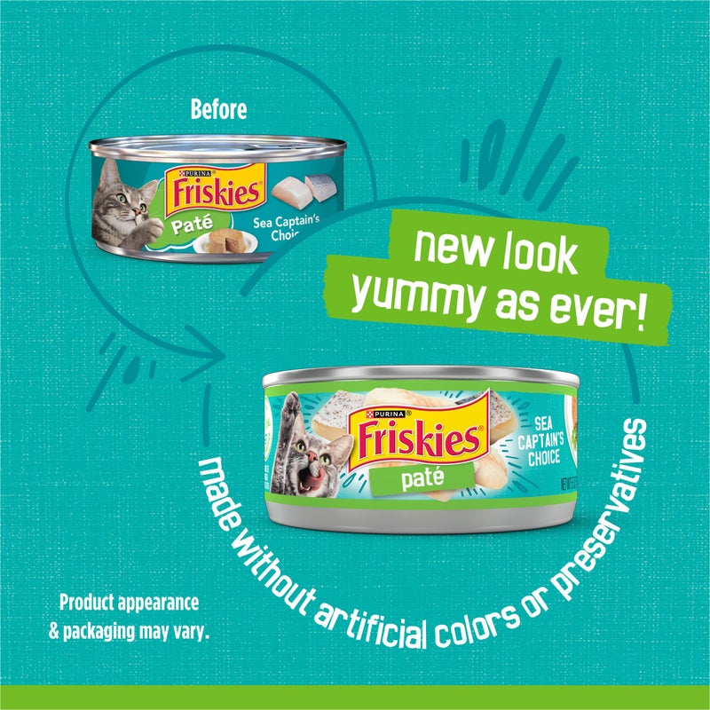 Friskies طعام رطب للقطط من بيورينا فريسكيز باتيه، خيار قائد البحر - (عبوة من 24) علب 5.5 أونصة. - Image 2