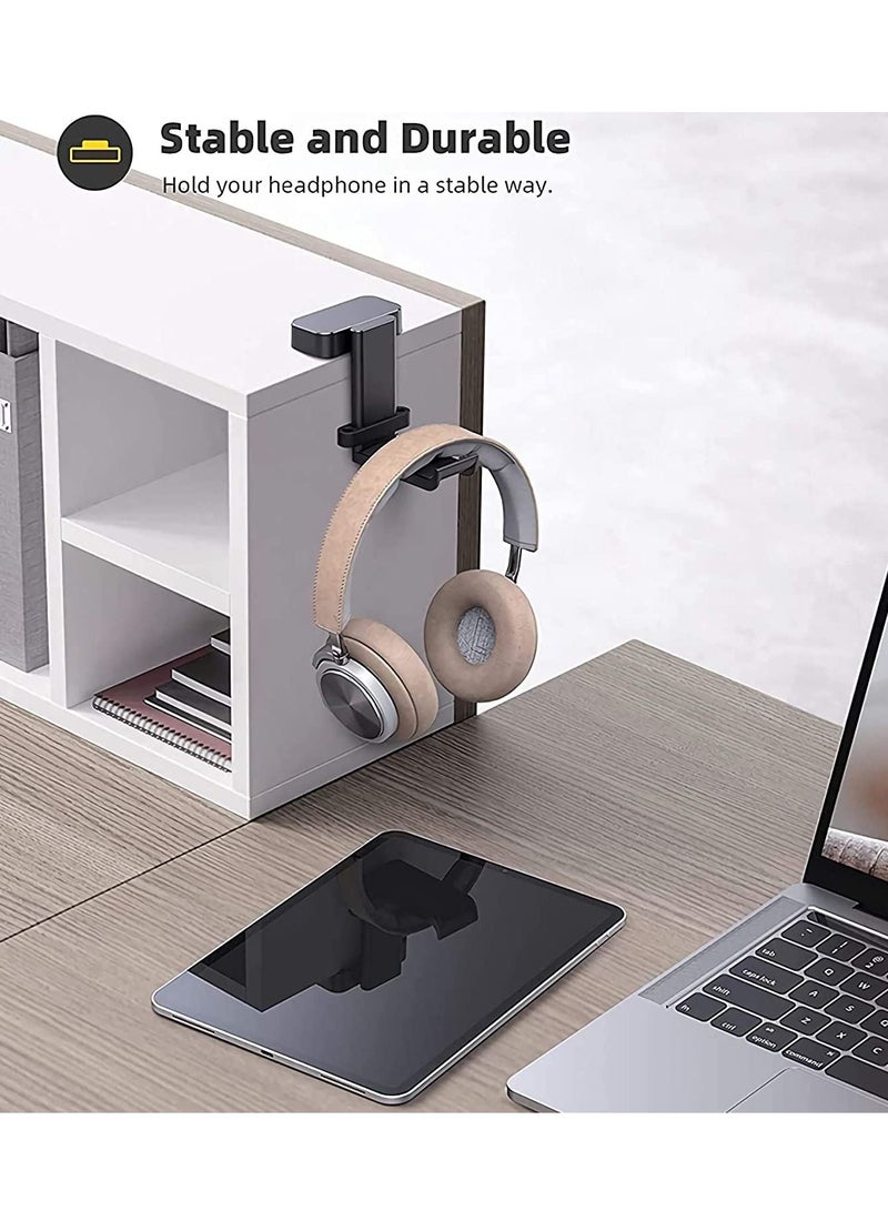 KASTWAVE Headphone Stand, Swivels Headset Hanger - Adjustable Desktop Earphone Holder Hook Mount for Gaming Headset, Kids Headphones, Wired Headphones, for Sony, Sennheiser, Beats, Xbox, etc - Black - Image 3
