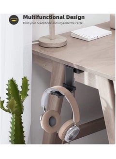 KASTWAVE Headphone Stand, Swivels Headset Hanger - Adjustable Desktop Earphone Holder Hook Mount for Gaming Headset, Kids Headphones, Wired Headphones, for Sony, Sennheiser, Beats, Xbox, etc - Black  - Image 5